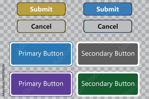 Professional web button set with primary and secondary styles for interface design vector.