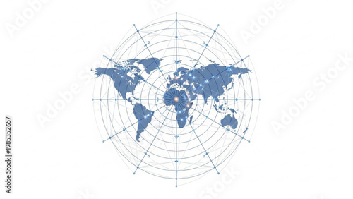Global digital connectivity illustrated by a world map with illuminated points representing network hubs