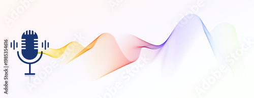 podcast audio microphone logo with frequency tone