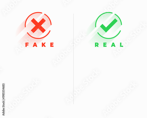 simple fake vs real conflict concept background with text space