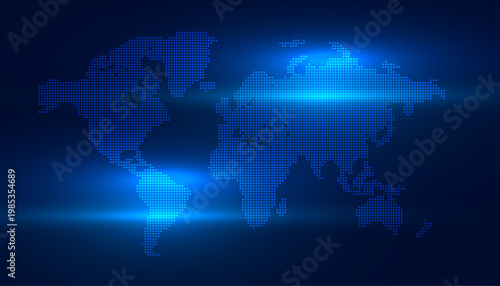 square dotted world map techno background
