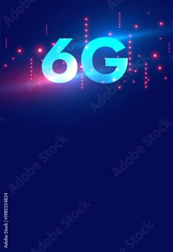 glowing 6g fastest internet network backdrop with text space