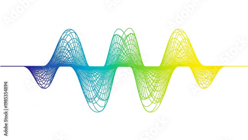 Abstract sound wave visualization with vibrant gradient colors on a white background