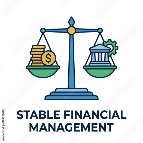 Economic balance icon for stable financial management and scale weight