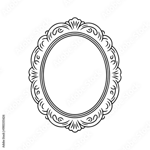 Ornate oval mirror frame vector, Ornate oval mirror frame 