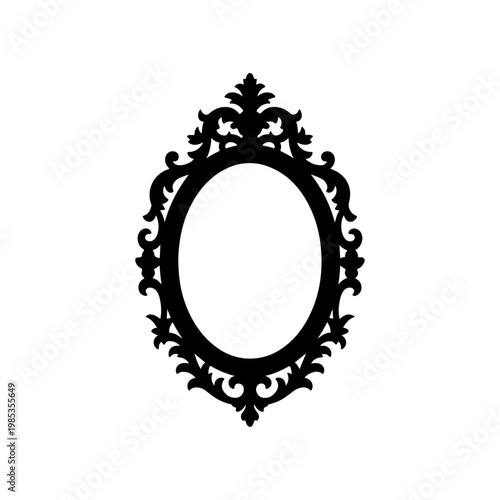 Ornate oval mirror frame vector, Ornate oval mirror frame 