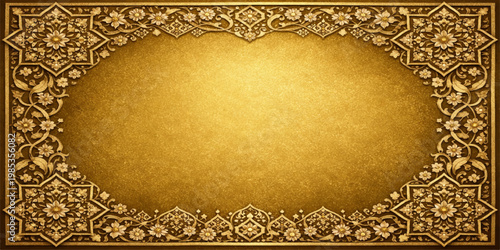 An ornate vintage golden frame with an antique floral pattern and retro texture serves as a blank vector art border for a classic wall decoration or card design