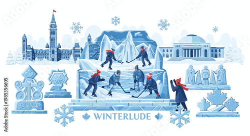 Winterlude Festival Ottawa Canada Ice Sculpture Hockey Canadian Parliament
