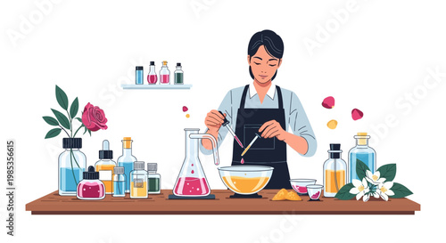Woman Making Perfume, Essential Oils, Aromatherapy, DIY Cosmetics