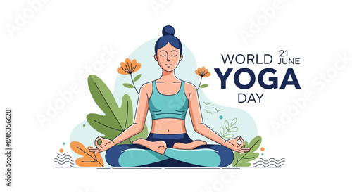 Woman Meditating in Lotus Pose for World Yoga Day Celebration