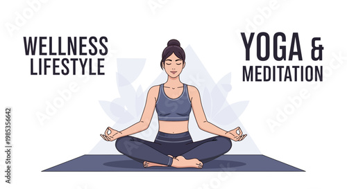 Woman Meditating in Lotus Pose for Yoga and Wellness Lifestyle