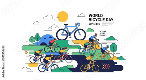 World Bicycle Day - Cyclists Racing on World Bicycle Day