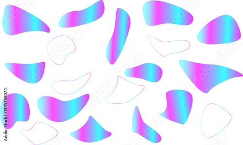  Abstract Gradient Fluid Blob Shapes Set Modern Colorful Liquid Elements.
