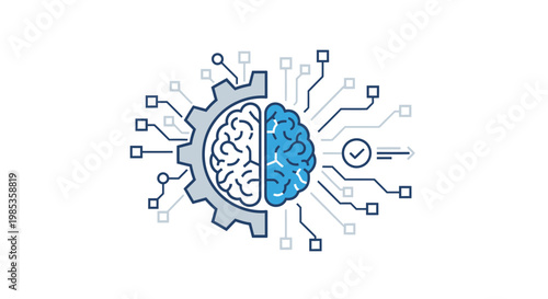 Artificial Intelligence Integration Concept with Human Brain