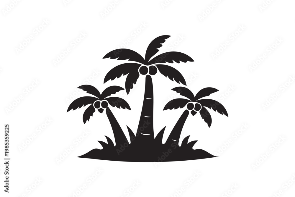 Obraz premium Palm tree icon silhouette on white background.