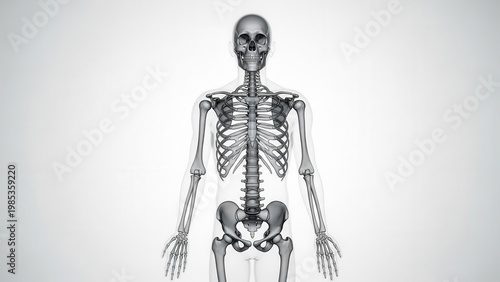 Detailed 3D depiction of the human skeletal system for medical and educational visualization