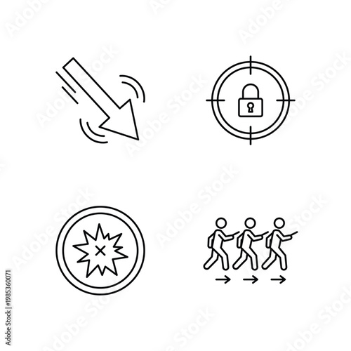Foto Security and Direction Icon Set