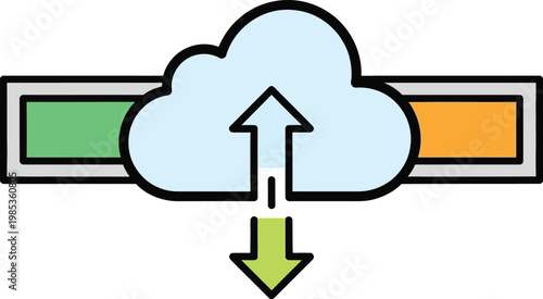 Cloud Computing Data Transfer Icon: Upload and Download Arrows