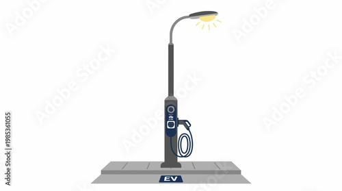 Electric vehicle charging station with illuminated lamp post