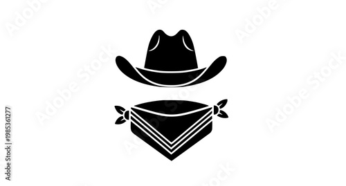 Cowboy hat with bandana icon wild west silhouette illustration