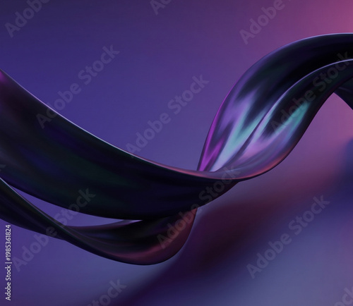 Enchanting abstract composition featuring a dynamically flowing lustrous dark helix amidst a captivating gradient of deep purple and vibrant magenta creating a mesmerizing visual experience for contem