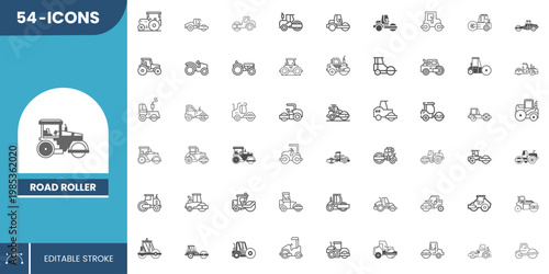 Editable Road Roller Icon – High Quality Vector Design for Infrastructure Development , Road Construction and Engineering Projects. 