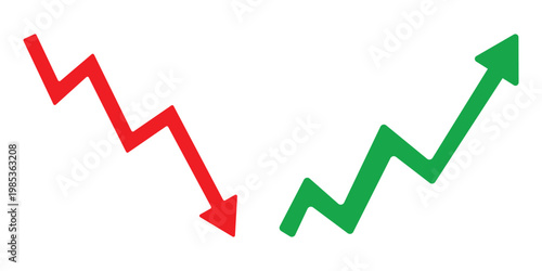 Up and Down Arrow Trend Concept Vector – Business Growth and Decline Symbol Vector Illustration