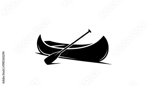 Canoe logo icon vector minimal boat silhouette isolated on white background