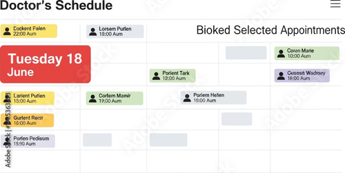 Doctor's Schedule App Screen: Appointments Calendar, Booking, Planning