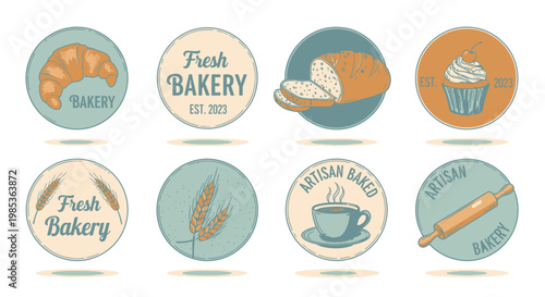Bakery Collection: Vintage Style Circular Food & Baking Emblems