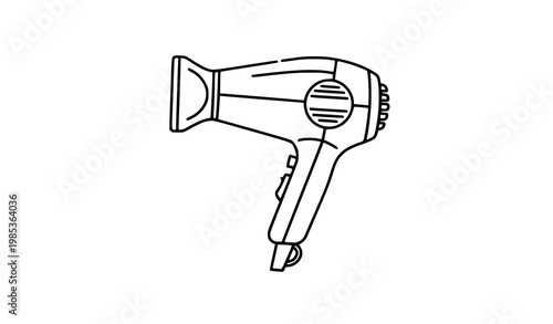 A simple line art illustration of a hair dryer