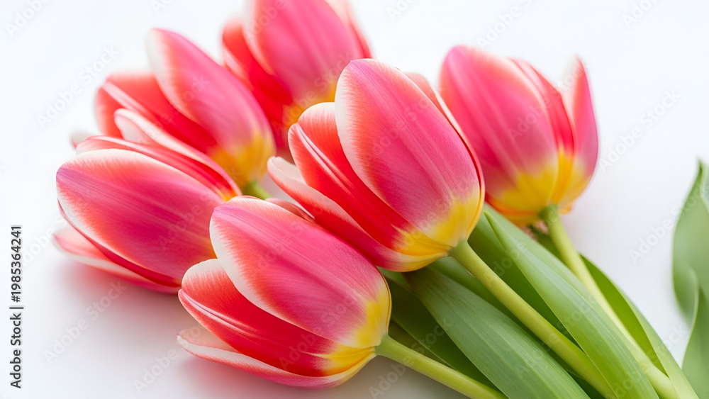 Naklejka premium Vibrant pink tulips in full bloom