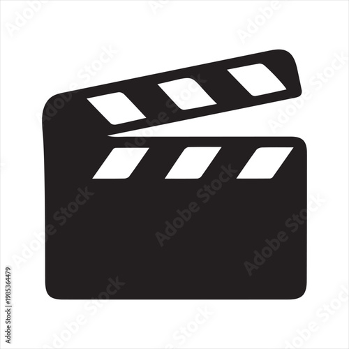 Movie Film Clapperboard Solid Icon for Cinema and Video Production
