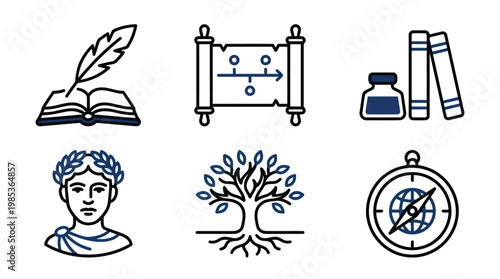 Education Symbols Set Knowledge Learning Icons.