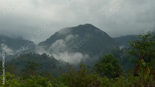A mesmerizing ground-based timelapse captures thick, white mist and low clouds surging through the lush green valleys of Central Sulawesi