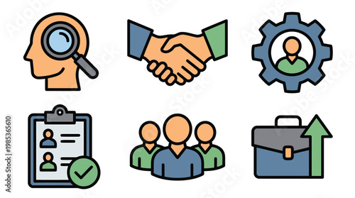 Teamwork And Collaboration Icons For Business.