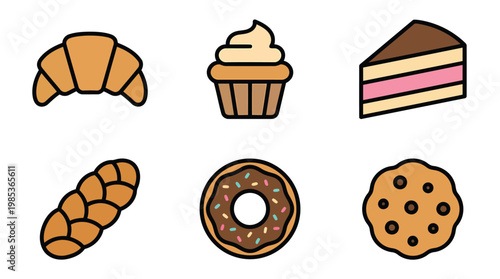 Assorted bakery pastries and cookies collection.