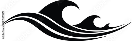 Stylized ocean wave icon with smooth curves