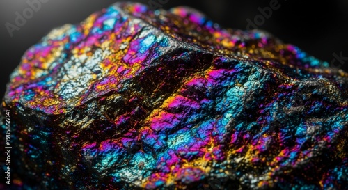 Vibrant colorful mineral rock formation closeup.