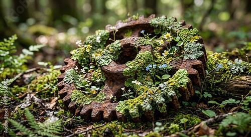 Rusty Gear in Mossy Forest