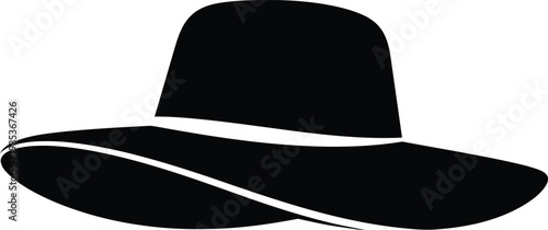Minimalist black sun hat vector silhouette