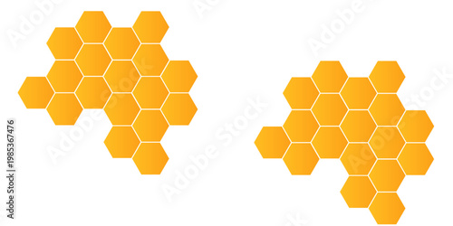 Abstract pattern seamless yellow hexagon honeycombs on a white background. Honey comb background pattern symbol vector design
