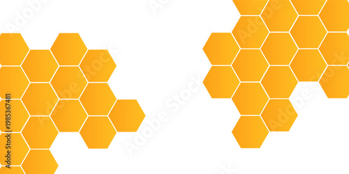 Abstract pattern seamless yellow hexagon honeycombs on a white background. Honey comb background pattern symbol vector design