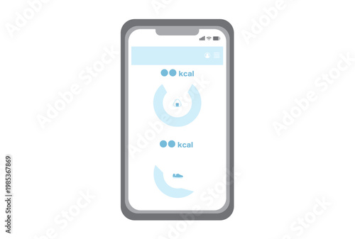 消費カロリー、摂取カロリーのドーナツグラフを表示したスマホのイラスト