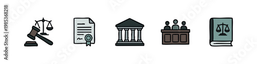 Icons: Justice, Law, Court, Certificate, Government