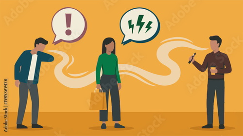 People annoyed by secondhand vape vapor, highlighting public health concerns