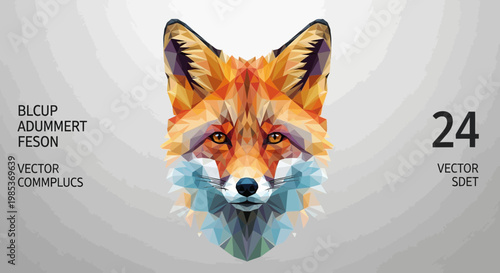 Geometric Fox Head Portrait - Low Poly Animal Art