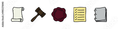 Legal, Justice, Document, and Organization Icons - Administration Symbols Set