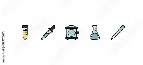 Icons for Laboratory Equipment and Science