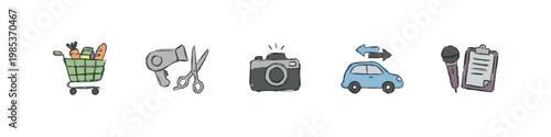 Icons for Shopping, Beauty, Photography, and Travel